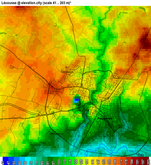 Lécousse elevation map