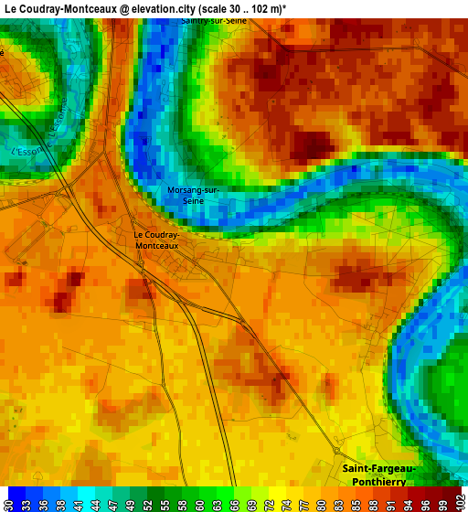 Le Coudray-Montceaux elevation map