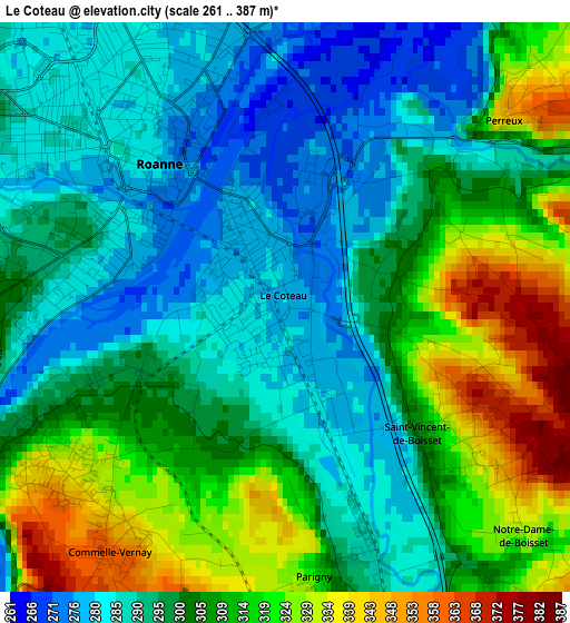 Le Coteau elevation map