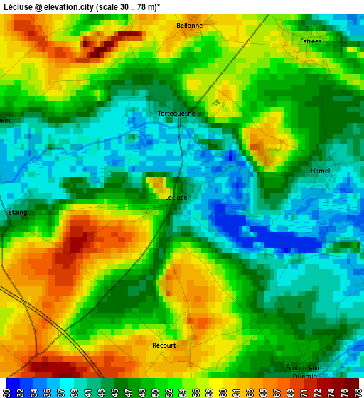 Lécluse elevation map