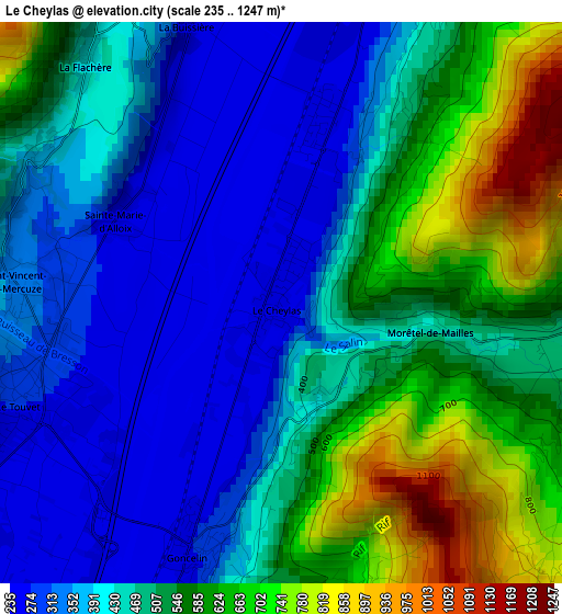 Le Cheylas elevation map