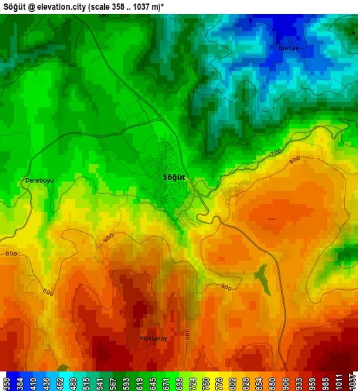 Söğüt elevation map