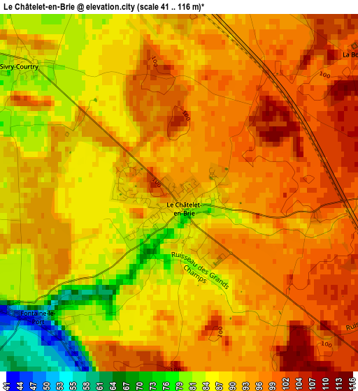 Le Châtelet-en-Brie elevation map