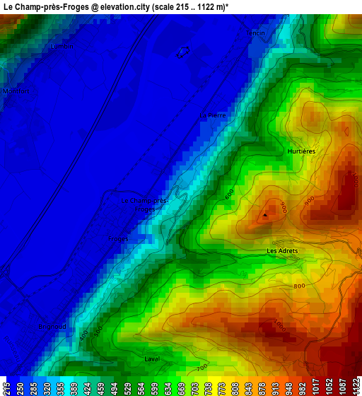 Le Champ-près-Froges elevation map