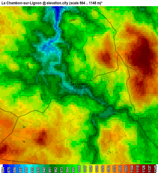 Le Chambon-sur-Lignon elevation map