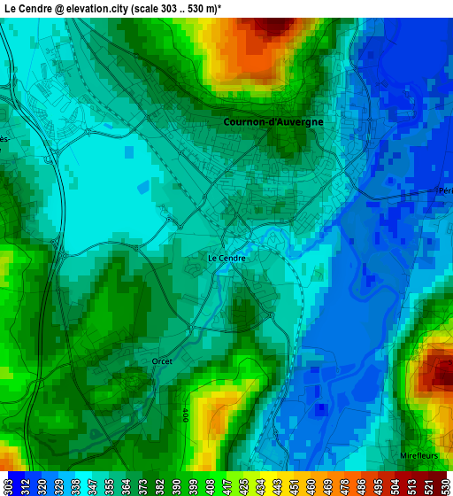 Le Cendre elevation map