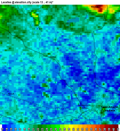 Lecelles elevation map