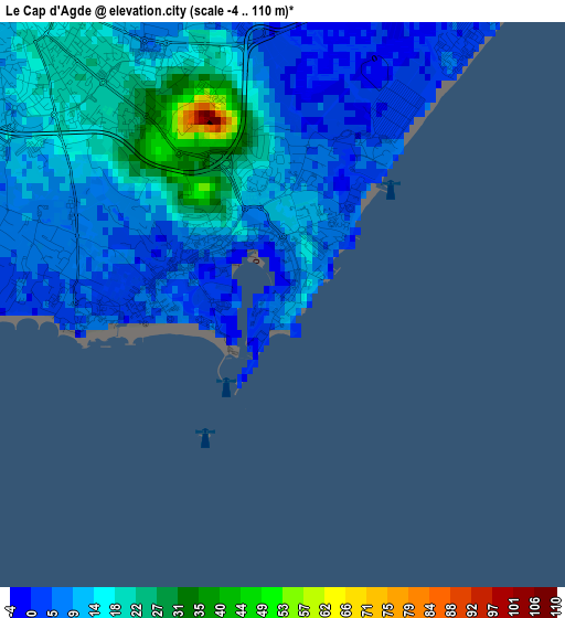 Le Cap d'Agde elevation map