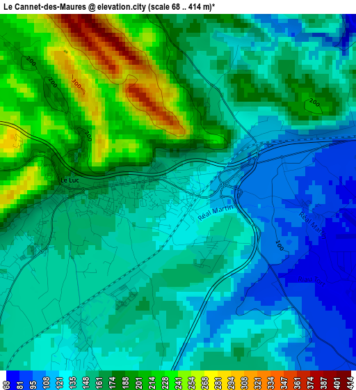 Le Cannet-des-Maures elevation map