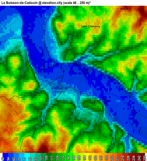 Le Buisson-de-Cadouin elevation map