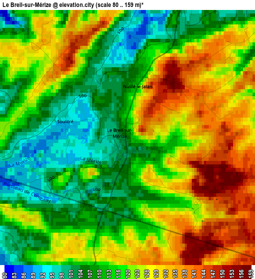 Le Breil-sur-Mérize elevation map