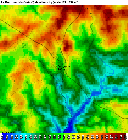 Le Bourgneuf-la-Forêt elevation map