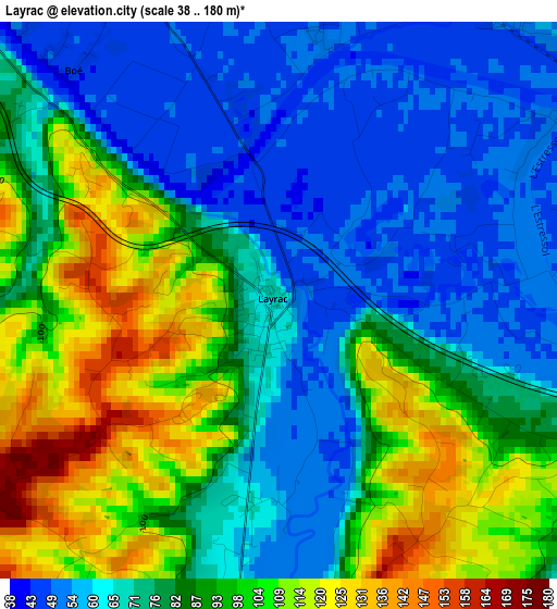 Layrac elevation map