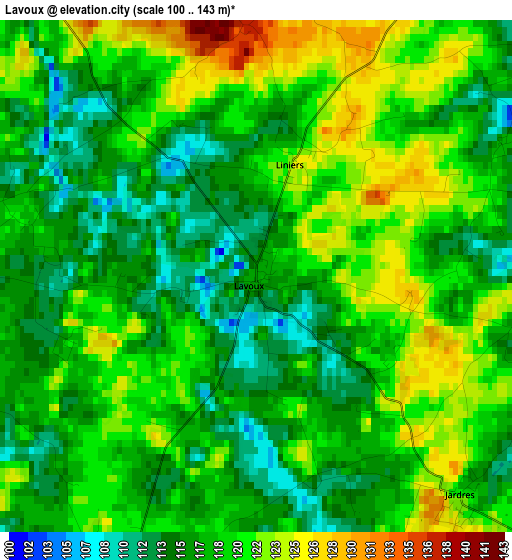 Lavoux elevation map