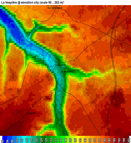 La Vespière elevation map