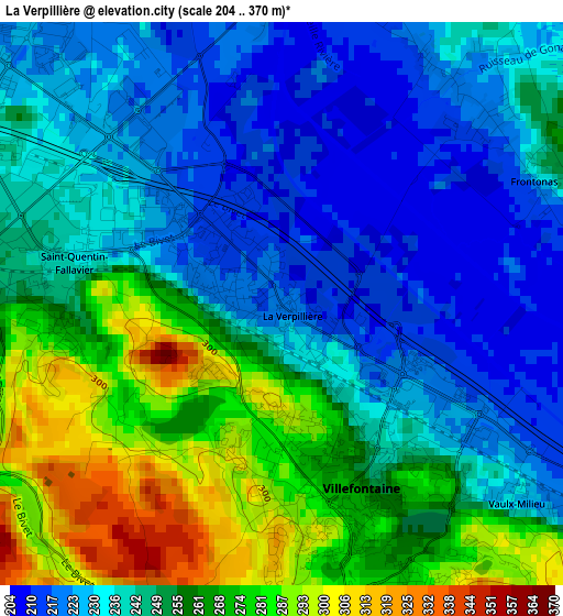 La Verpillière elevation map