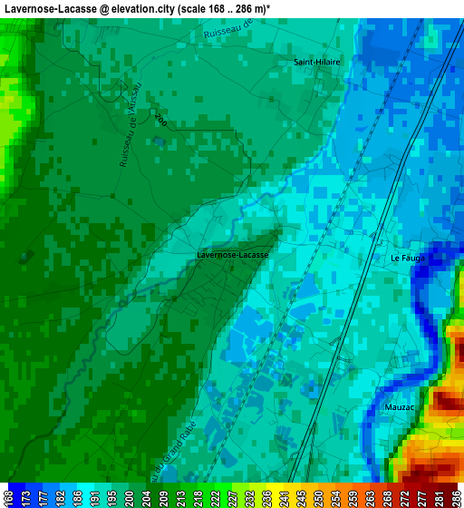 Lavernose-Lacasse elevation map