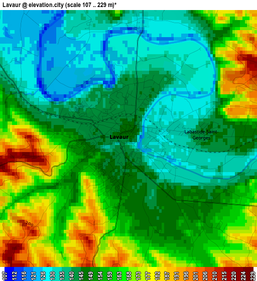 Lavaur elevation map