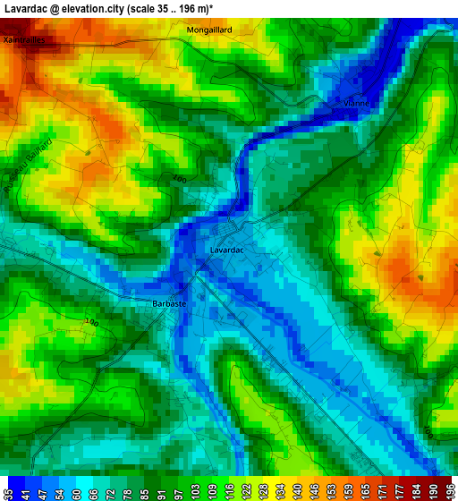 Lavardac elevation map