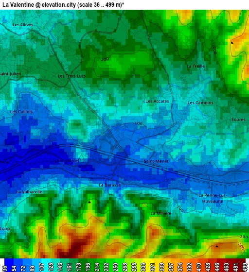 La Valentine elevation map