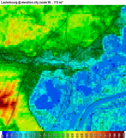 Lauterbourg elevation map