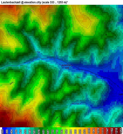 Lautenbachzell elevation map