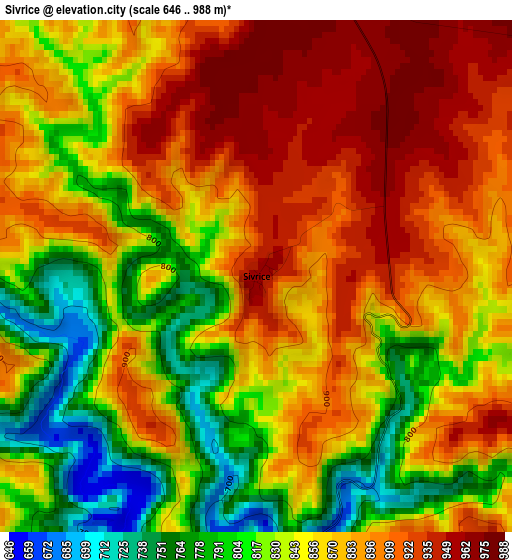 Sivrice elevation map