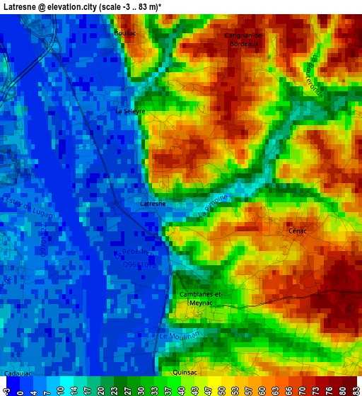 Latresne elevation map