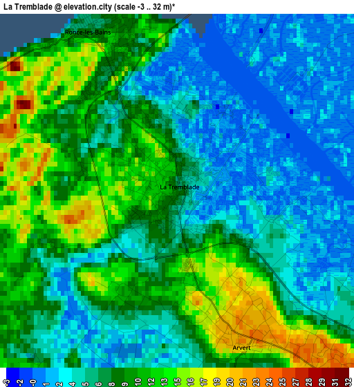 La Tremblade elevation map