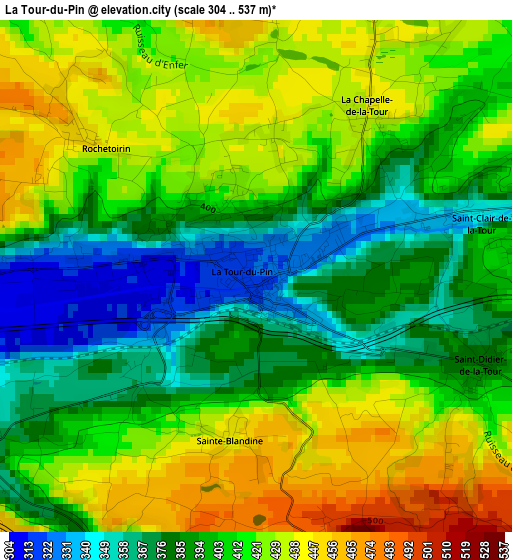 La Tour-du-Pin elevation map