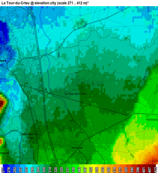 La Tour-du-Crieu elevation map