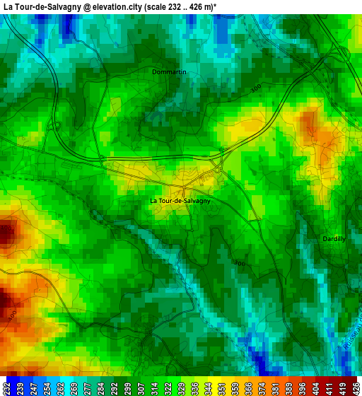 La Tour-de-Salvagny elevation map