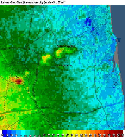 Latour-Bas-Elne elevation map