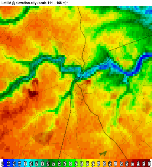 Latillé elevation map