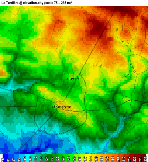 La Tardière elevation map