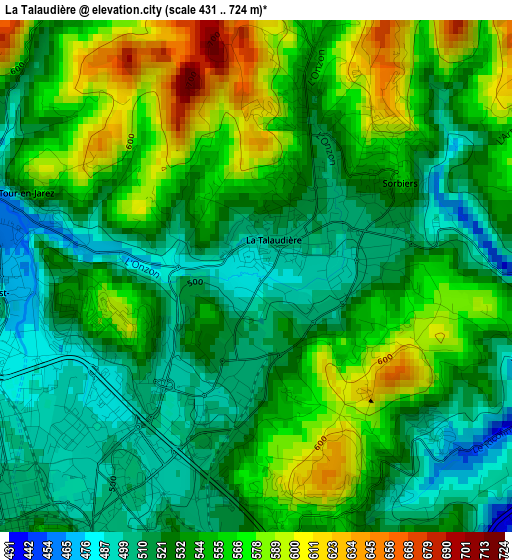 La Talaudière elevation map