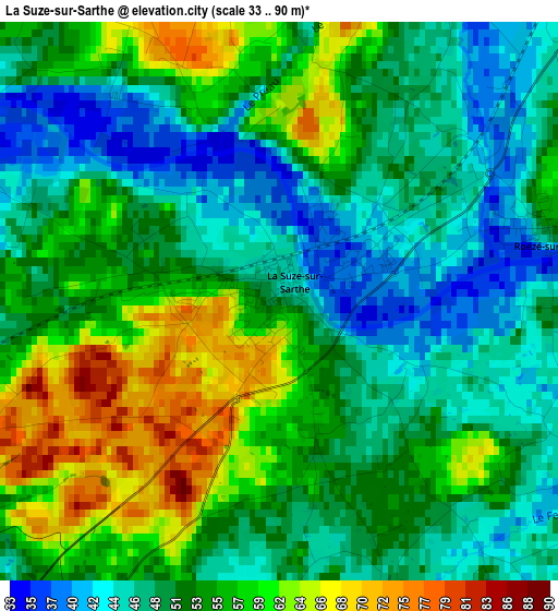 La Suze-sur-Sarthe elevation map