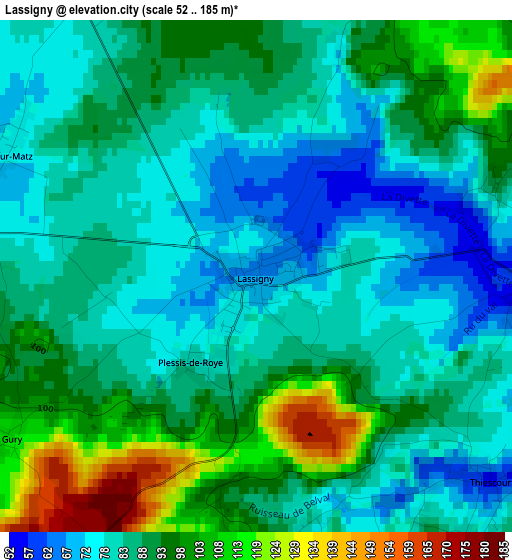 Lassigny elevation map
