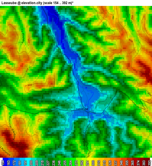 Lasseube elevation map