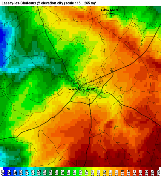 Lassay-les-Châteaux elevation map