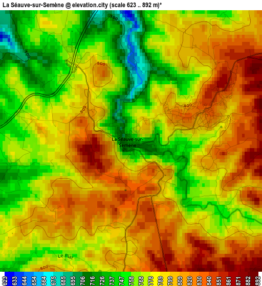 La Séauve-sur-Semène elevation map