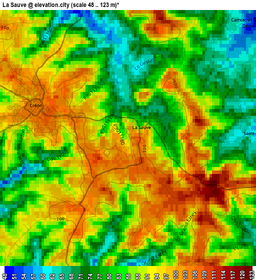 La Sauve elevation map