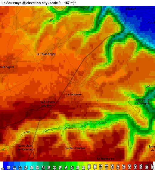 La Saussaye elevation map