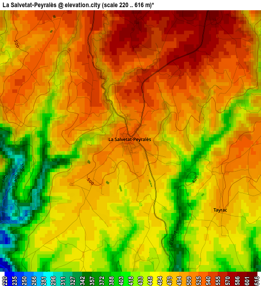 La Salvetat-Peyralès elevation map