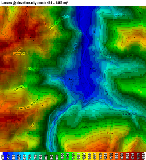 Laruns elevation map