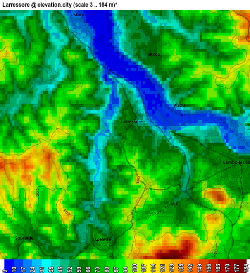 Larressore elevation map