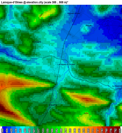 Laroque-d’Olmes elevation map