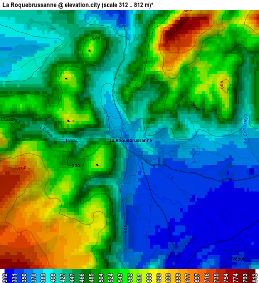 La Roquebrussanne elevation map