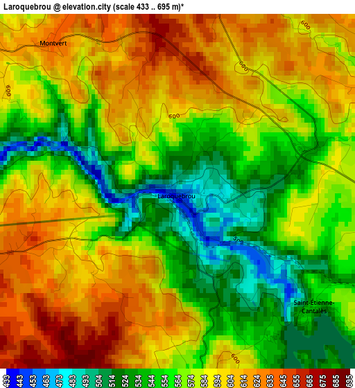 Laroquebrou elevation map