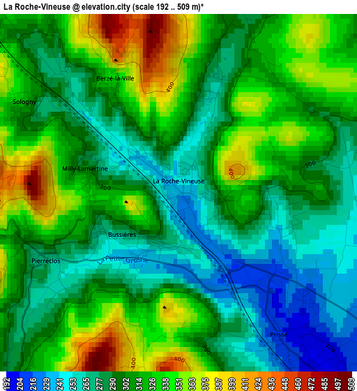 La Roche-Vineuse elevation map